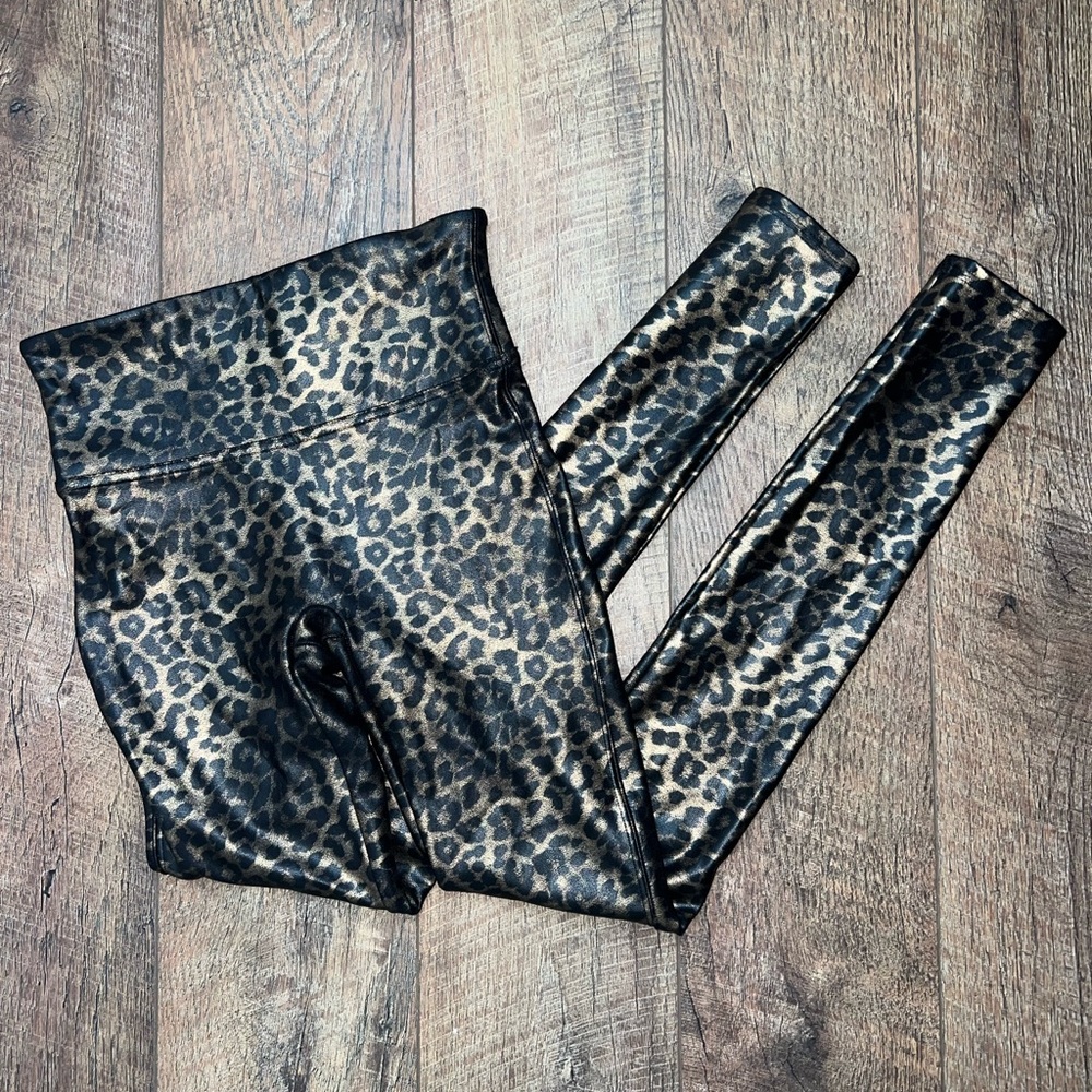 SPANX Faux Leather Leggings- Leopard print